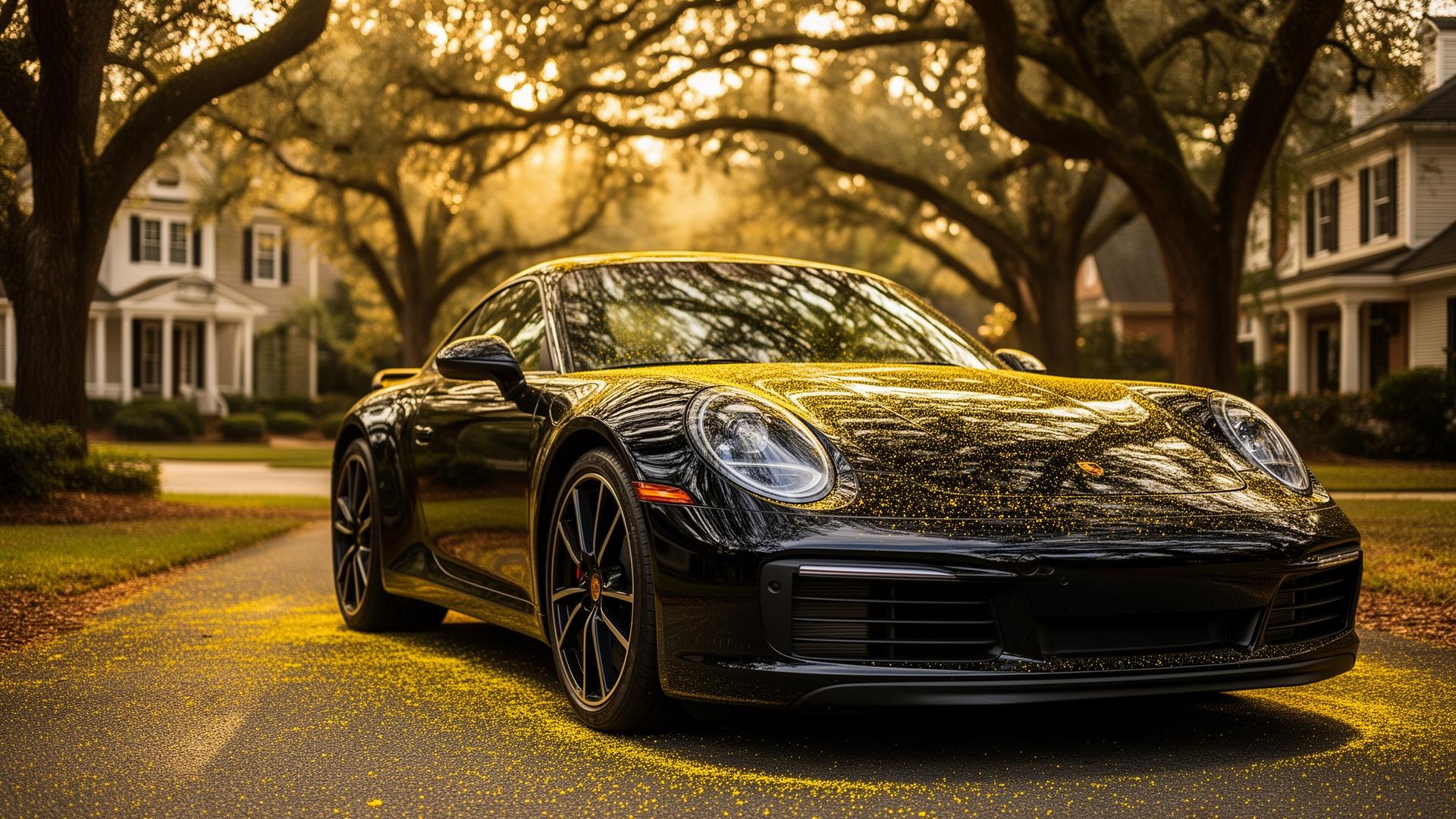 Detailer performing a two-bucket luxury hand car wash on a coated luxury car in Alpharetta