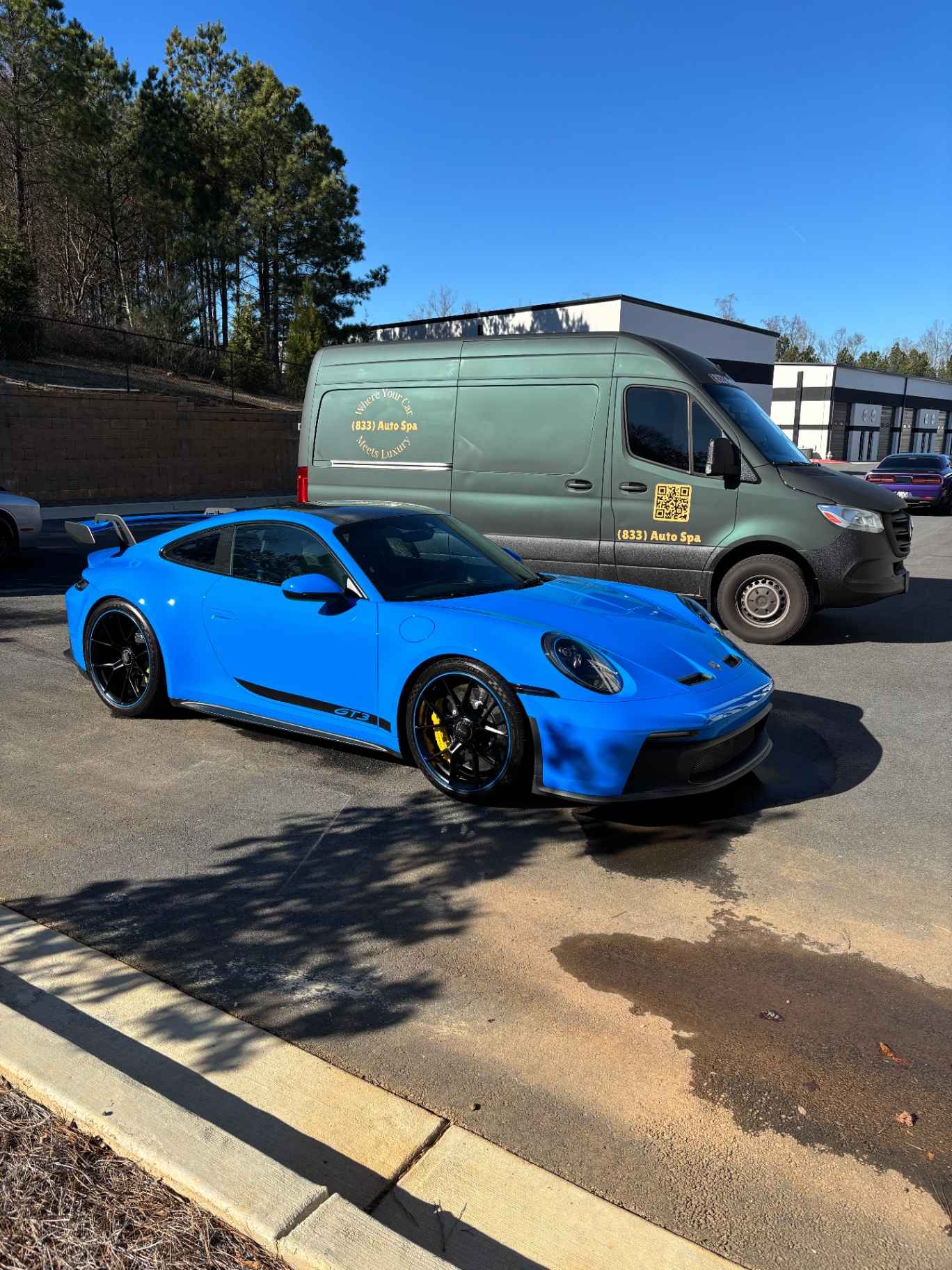 Blue Porsche 911 with a freshly applied ceramic coating